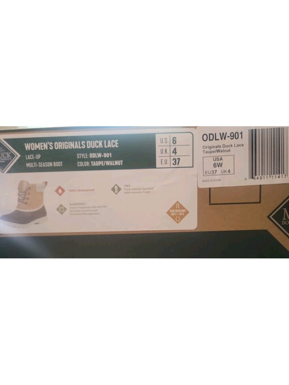 Muck Boots Originals Duck Lace Women’s 6 Waterproof Taupe/Walnut Rubber Rain - Picture 6 of 9